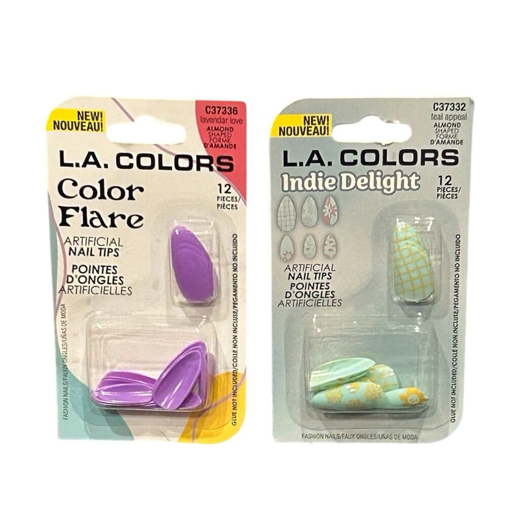 2x L.A. COLORS Artificial Nails 12ct Each Glue Not Included